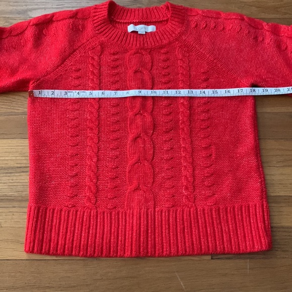 Loft bright red cable knit sweater. Size S. - Picture 5 of 8
